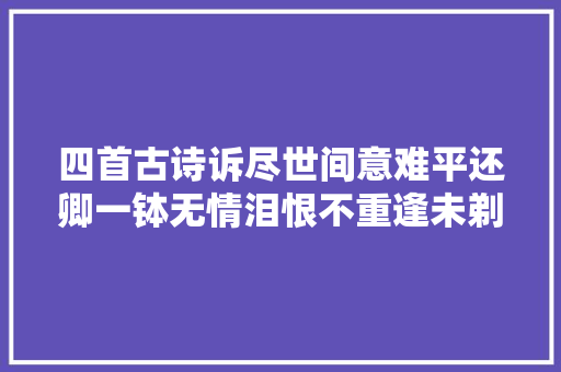 四首古诗诉尽世间意难平还卿一钵无情泪恨不重逢未剃时