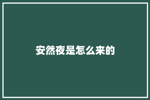 安然夜是怎么来的