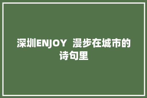 深圳ENJOY  漫步在城市的诗句里