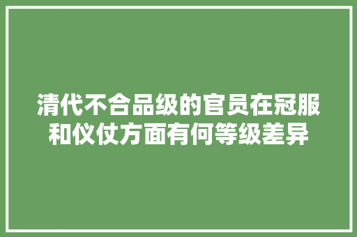 清代不合品级的官员在冠服和仪仗方面有何等级差异