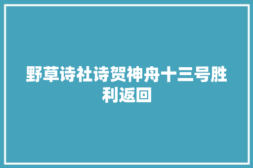 野草诗社诗贺神舟十三号胜利返回