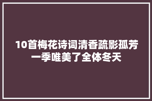 10首梅花诗词清香疏影孤芳一季唯美了全体冬天