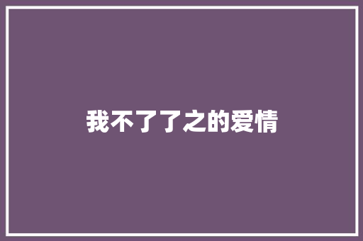 我不了了之的爱情