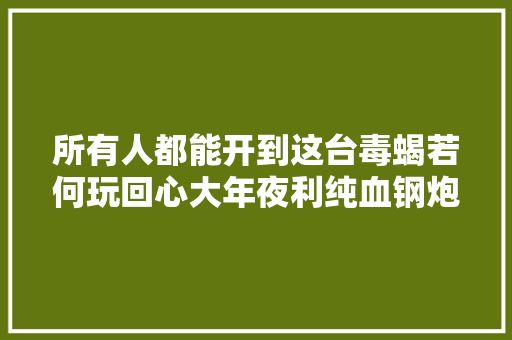 所有人都能开到这台毒蝎若何玩回心大年夜利纯血钢炮
