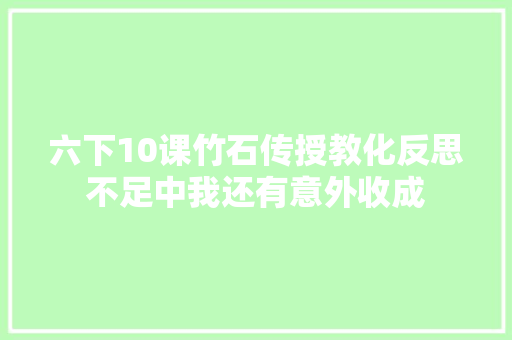 六下10课竹石传授教化反思不足中我还有意外收成