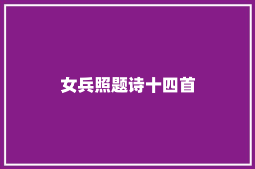 女兵照题诗十四首