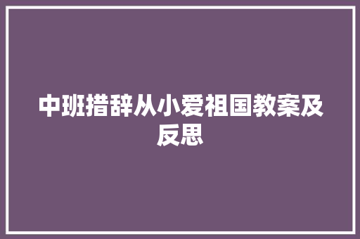 中班措辞从小爱祖国教案及反思