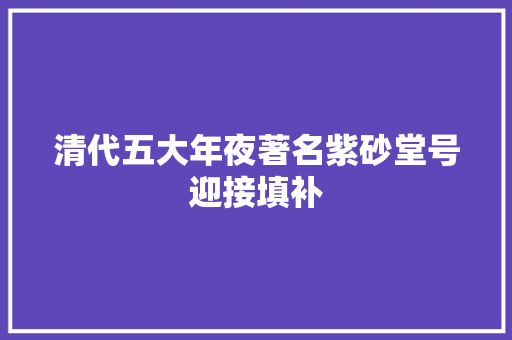 清代五大年夜著名紫砂堂号迎接填补