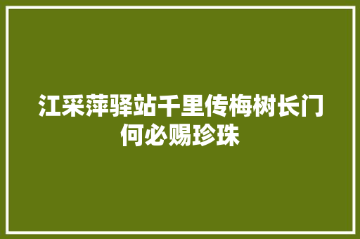 江采萍驿站千里传梅树长门何必赐珍珠