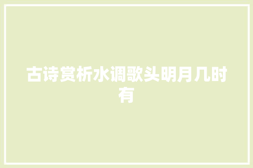 古诗赏析水调歌头明月几时有