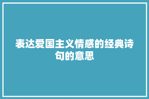 表达爱国主义情感的经典诗句的意思