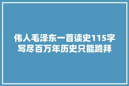 伟人毛泽东一首读史115字写尽百万年历史只能跪拜