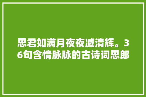 思君如满月夜夜减清辉。36句含情脉脉的古诗词思郎恨郎郎不知