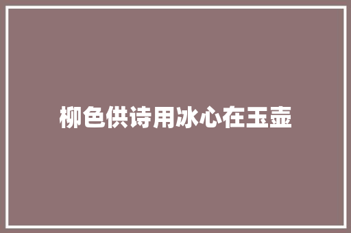 柳色供诗用冰心在玉壶