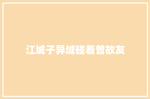 江城子异域碰着曾故友