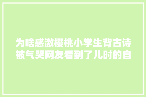 为啥感激樱桃小学生背古诗被气哭网友看到了儿时的自己