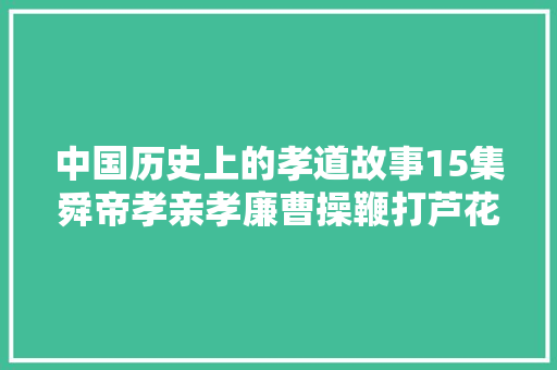 中国历史上的孝道故事15集舜帝孝亲孝廉曹操鞭打芦花