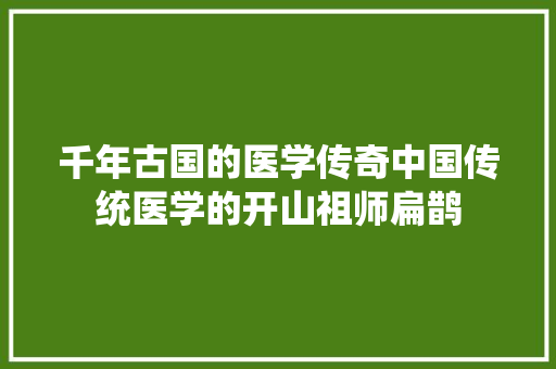 千年古国的医学传奇中国传统医学的开山祖师扁鹊