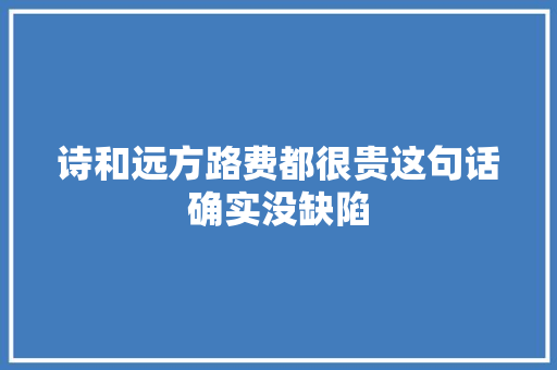 诗和远方路费都很贵这句话确实没缺陷