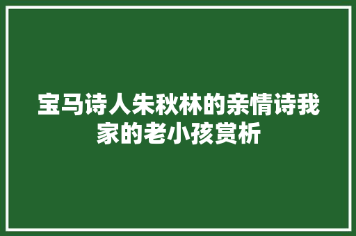 宝马诗人朱秋林的亲情诗我家的老小孩赏析