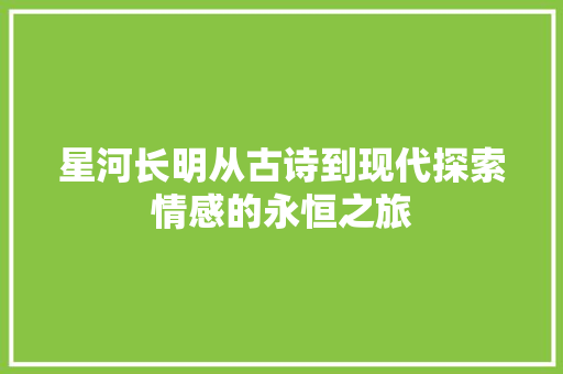 星河长明从古诗到现代探索情感的永恒之旅