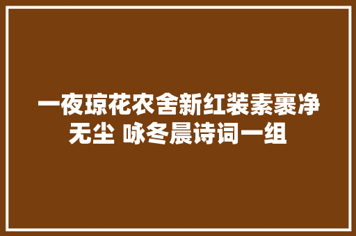 一夜琼花农舍新红装素裹净无尘 咏冬晨诗词一组