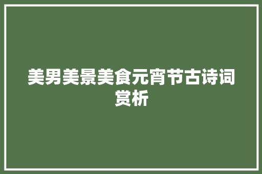 美男美景美食元宵节古诗词赏析