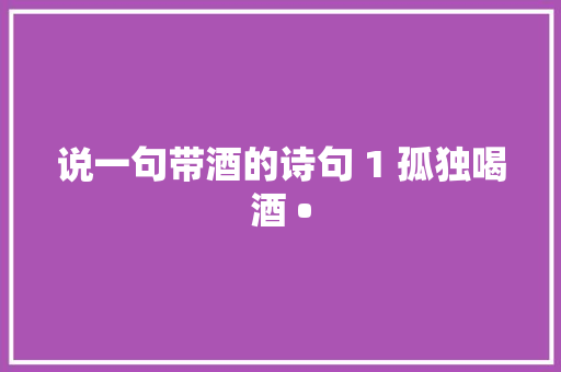 说一句带酒的诗句 1 孤独喝酒 •
