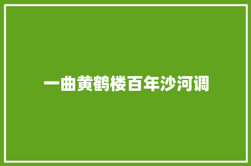 一曲黄鹤楼百年沙河调