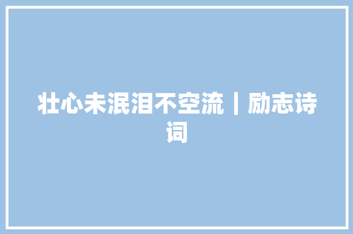 壮心未泯泪不空流｜励志诗词