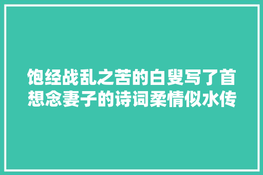 饱经战乱之苦的白叟写了首想念妻子的诗词柔情似水传颂千古