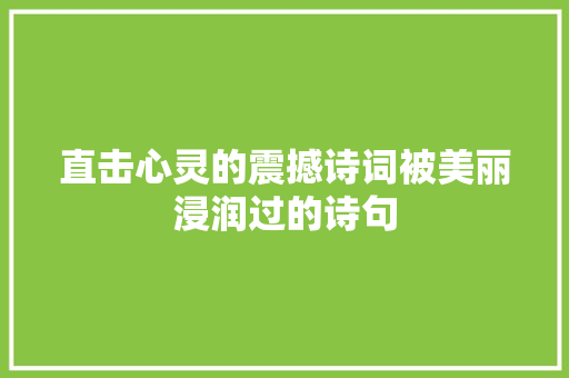 直击心灵的震撼诗词被美丽浸润过的诗句