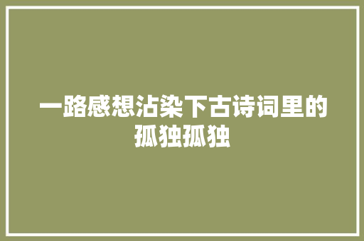 一路感想沾染下古诗词里的孤独孤独