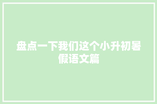 盘点一下我们这个小升初暑假语文篇