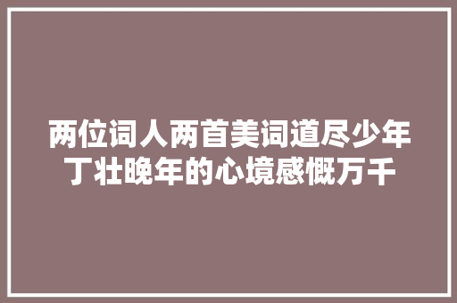 两位词人两首美词道尽少年丁壮晚年的心境感慨万千
