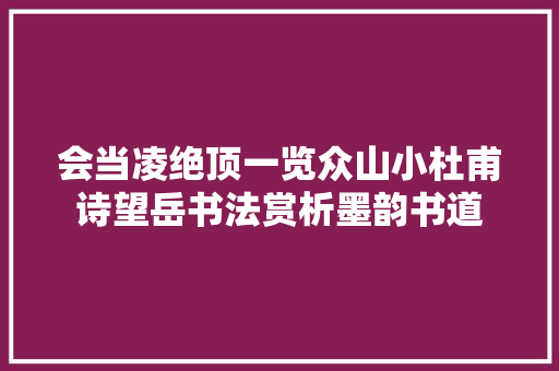 会当凌绝顶一览众山小杜甫诗望岳书法赏析墨韵书道