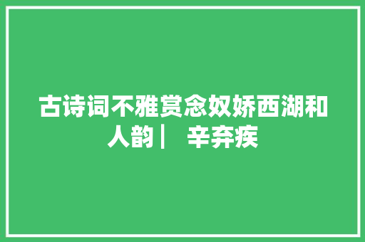 古诗词不雅赏念奴娇西湖和人韵 ▏辛弃疾