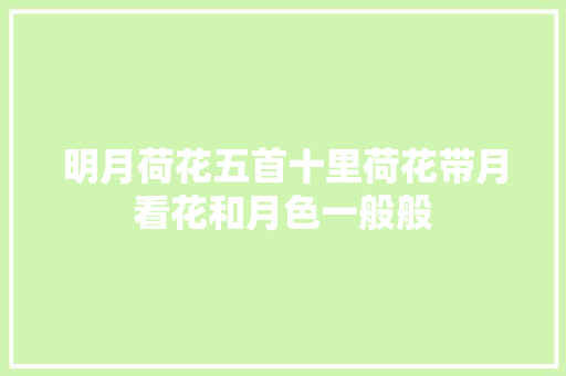 明月荷花五首十里荷花带月看花和月色一般般