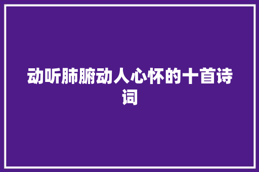 动听肺腑动人心怀的十首诗词