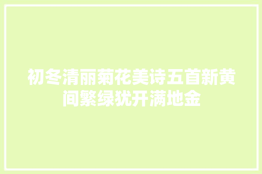 初冬清丽菊花美诗五首新黄间繁绿犹开满地金