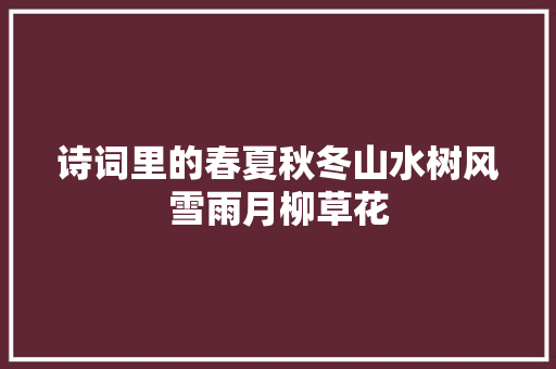 诗词里的春夏秋冬山水树风雪雨月柳草花