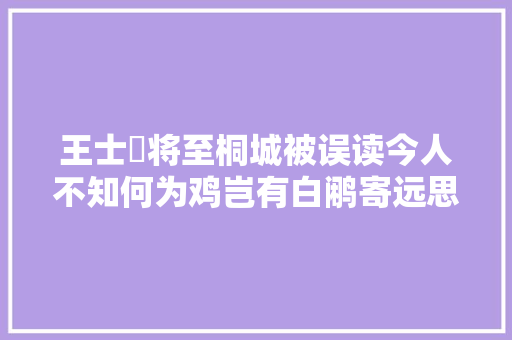 王士禛将至桐城被误读今人不知何为鸡岂有白鹇寄远思