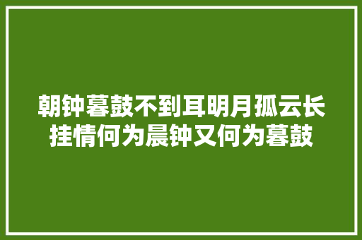 朝钟暮鼓不到耳明月孤云长挂情何为晨钟又何为暮鼓