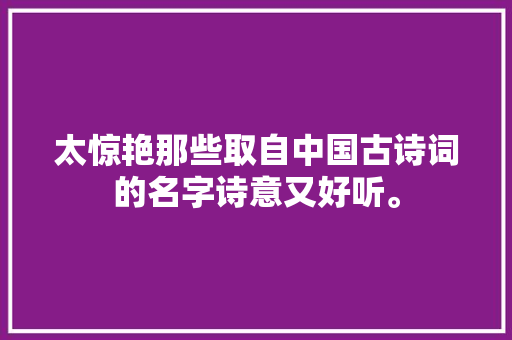太惊艳那些取自中国古诗词的名字诗意又好听。
