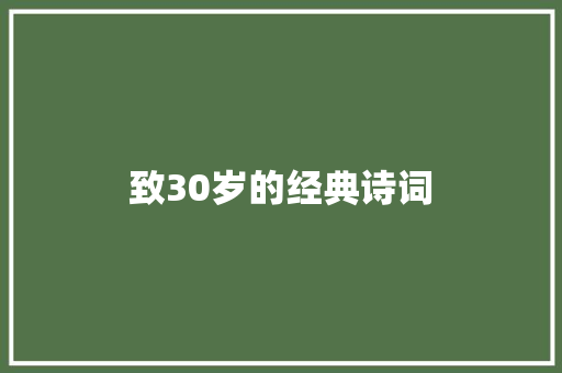 致30岁的经典诗词