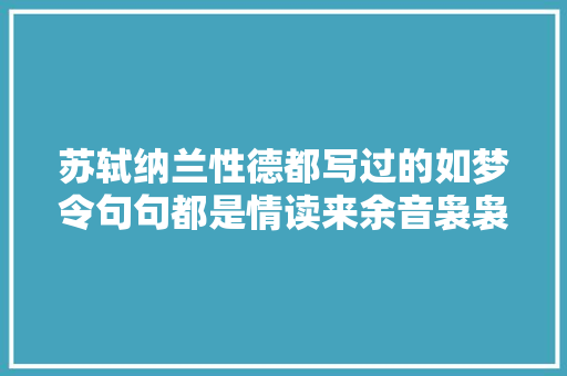 苏轼纳兰性德都写过的如梦令句句都是情读来余音袅袅