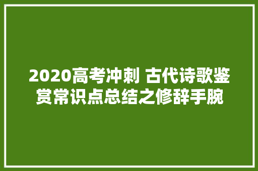 2020高考冲刺 古代诗歌鉴赏常识点总结之修辞手腕