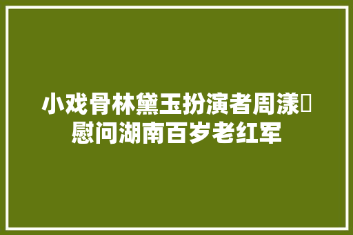 小戏骨林黛玉扮演者周漾玥慰问湖南百岁老红军