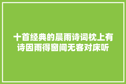 十首经典的晨雨诗词枕上有诗因雨得窗间无客对床听