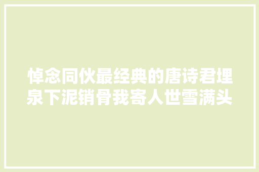 悼念同伙最经典的唐诗君埋泉下泥销骨我寄人世雪满头